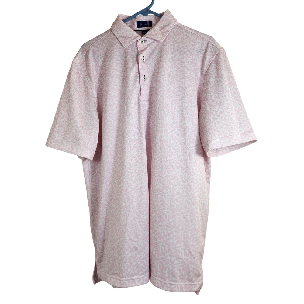 Stitch Golf Mens Pink Leaf Print Performance Polo Shirt Size Large L Season 2024